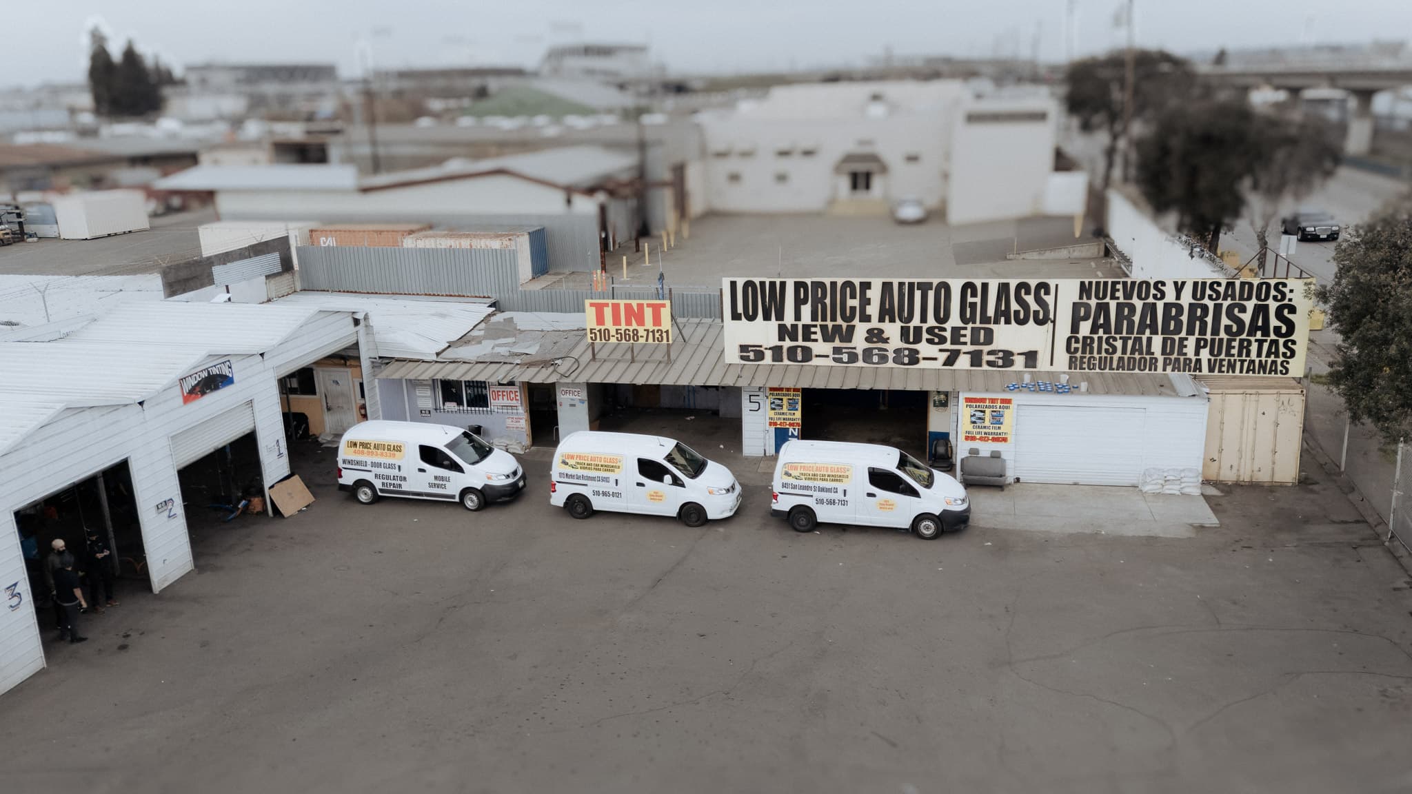 Aerial view of Low Price Auto Glass location inside Pick-N-Pull Oakland